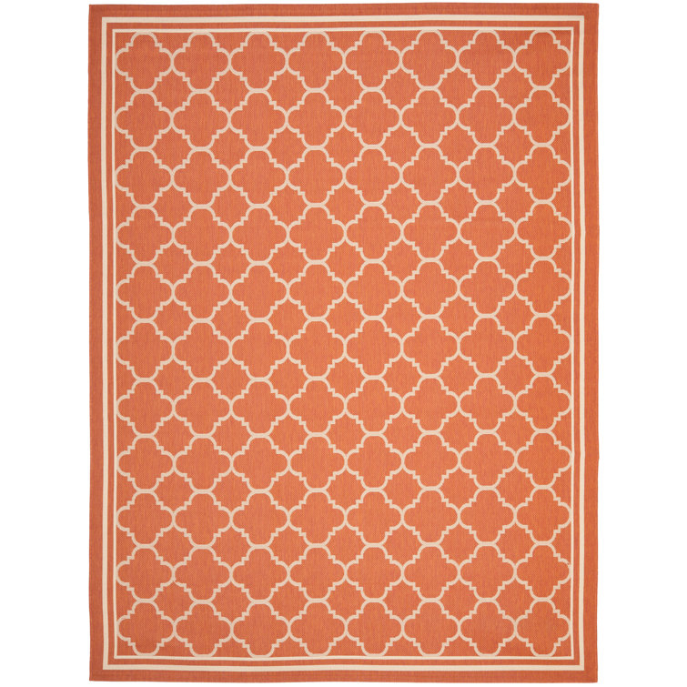 Terracotta & Bone Synthetic Easy-Care Rectangular Rug 8' x 11'