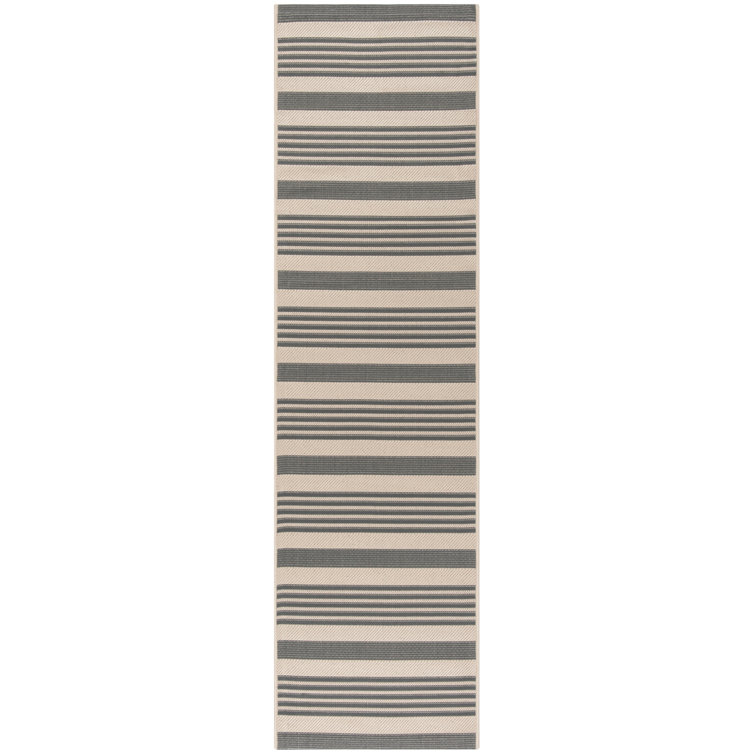 Elysian Gray Bone 27'' Flat Woven Synthetic Indoor/Outdoor Runner Rug