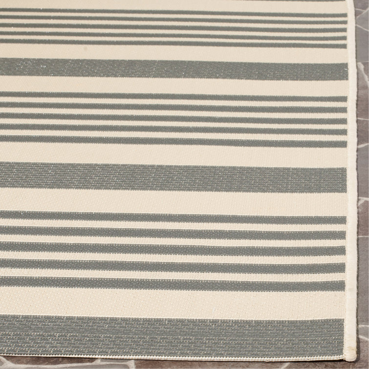 Elysian Gray Bone 27'' Flat Woven Synthetic Indoor/Outdoor Runner Rug