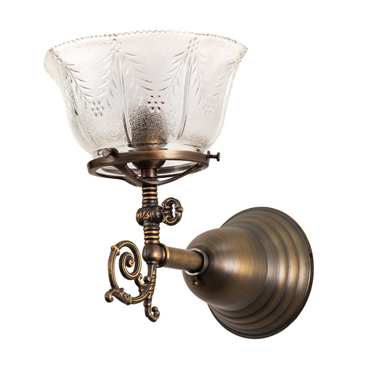 Antique Brass Dimmable Wall Sconce with Clear Glass Shade