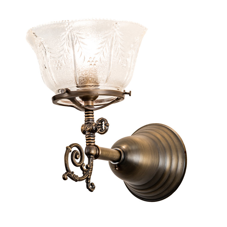 Antique Brass Dimmable Wall Sconce with Clear Glass Shade