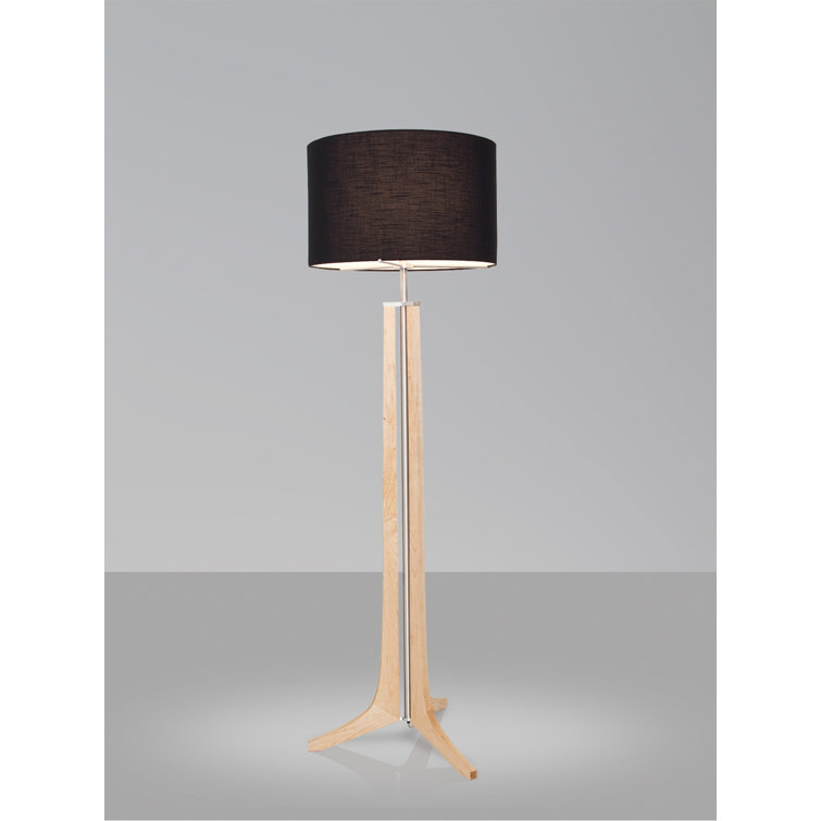 Forma 72'' Brushed Aluminum Maple Floor Lamp with White Linen Shade