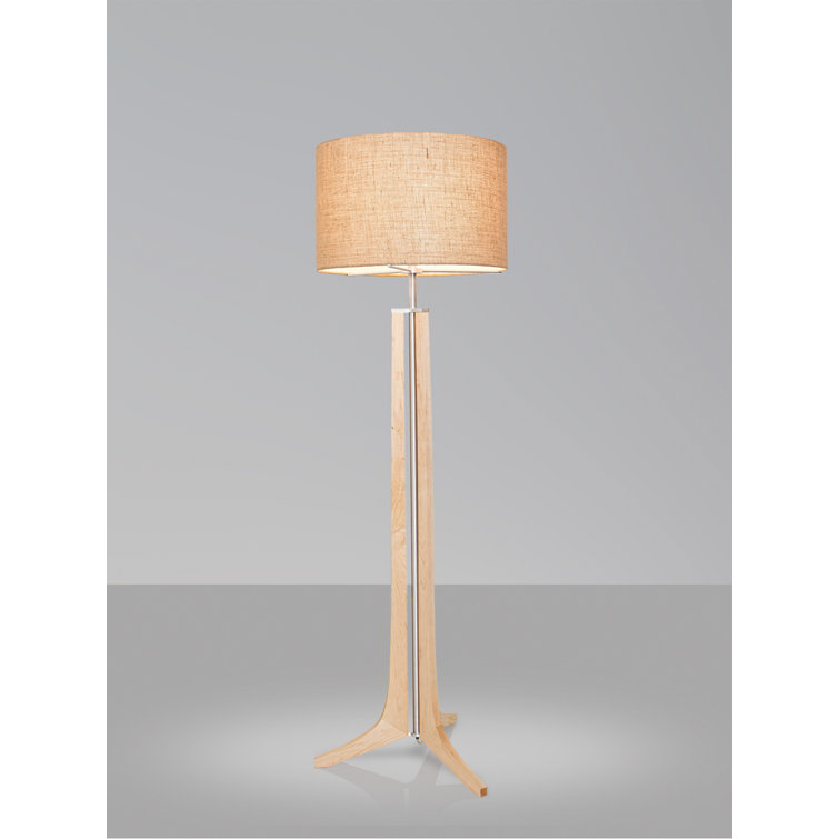 Forma 72'' Black Walnut LED Floor Lamp with Burlap Shade