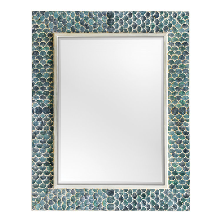 Makaria Coastal Blue Wood Rectangular Wall Mirror