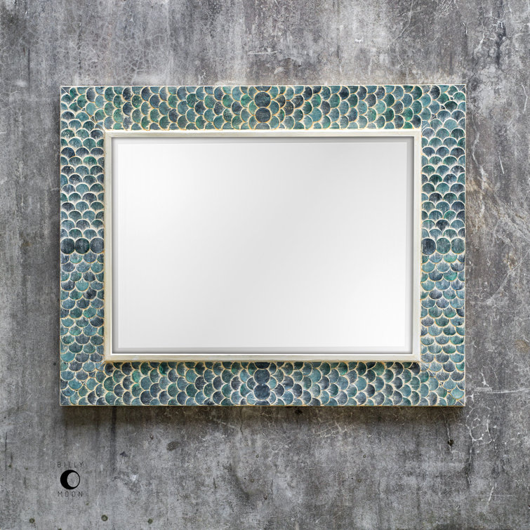 Makaria Coastal Blue Wood Rectangular Wall Mirror