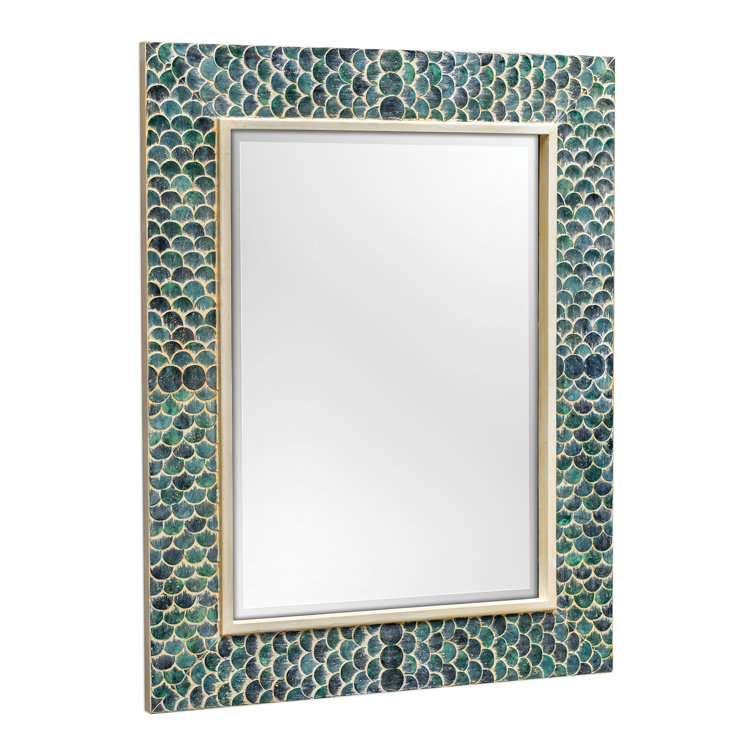 Makaria Coastal Blue Wood Rectangular Wall Mirror