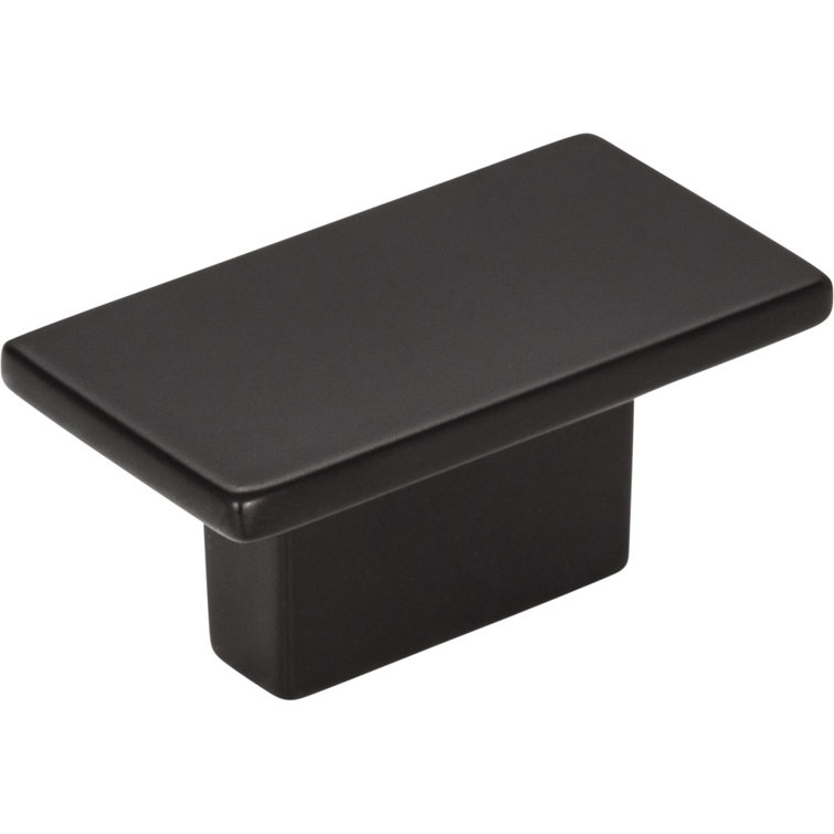 Matte Black Rectangular Cabinet Knob with Mounting Hardware