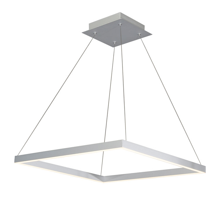 White Crystal 20-Inch Modern Square LED Chandelier
