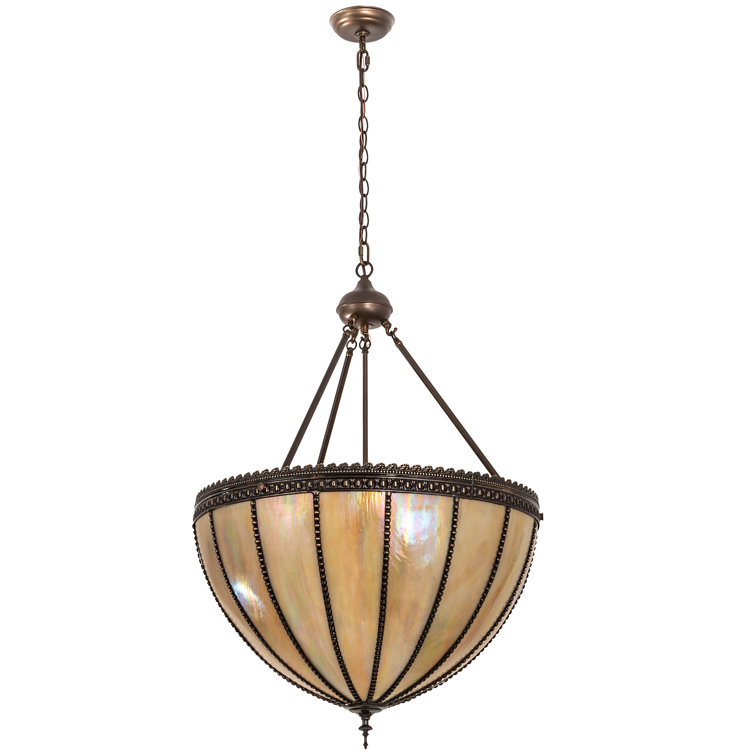 Gothic Bronze and Glass 3-Light Pendant