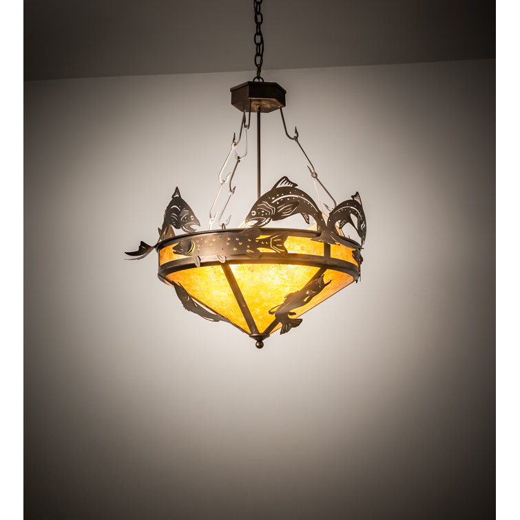 Winter Ice White Etched Glass & Copper Vine 37" Chandelier