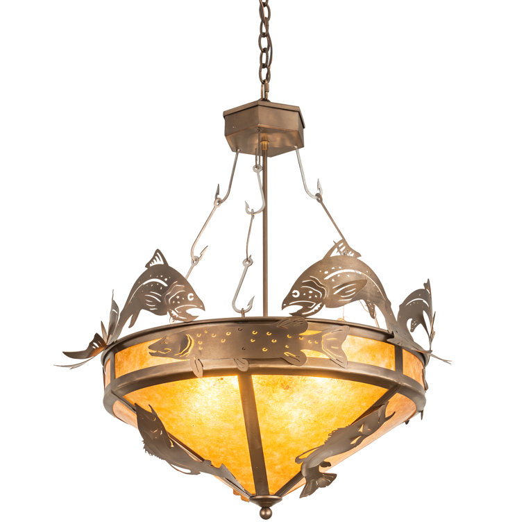 Winter Ice White Etched Glass & Copper Vine 37" Chandelier