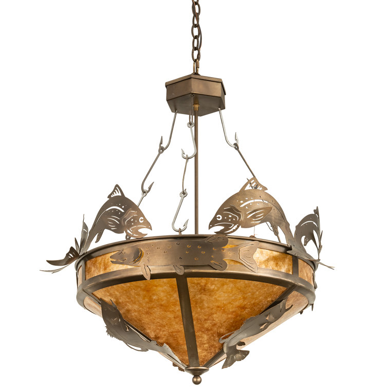 Winter Ice White Etched Glass & Copper Vine 37" Chandelier