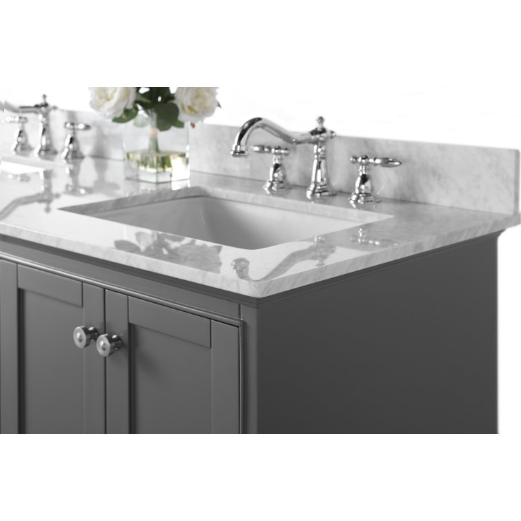 Audrey 72'' Sapphire Gray Double Bathroom Vanity with Marble Top