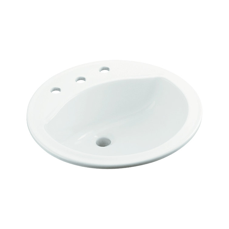 Modesto White Ceramic Round Drop-In Bathroom Sink