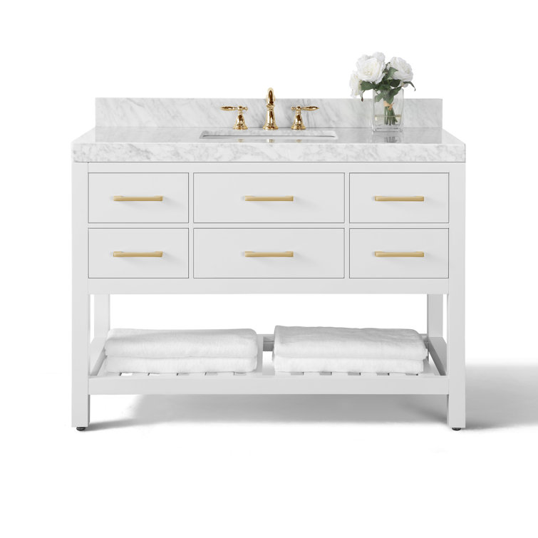 Elizabeth 48'' White Vanity with Gold Hardware
