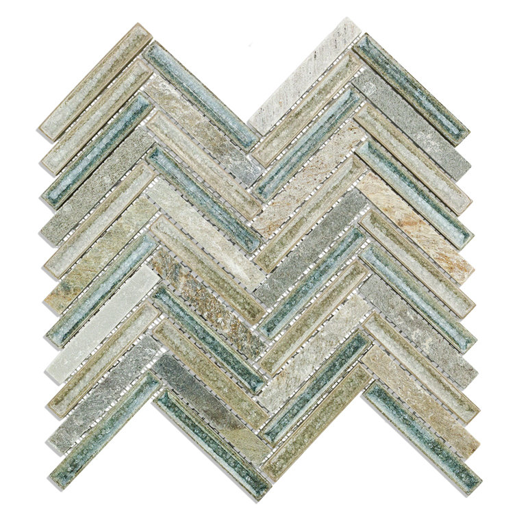 Roman 10'' x 11'' Marble Herringbone Mosaic Wall Tile