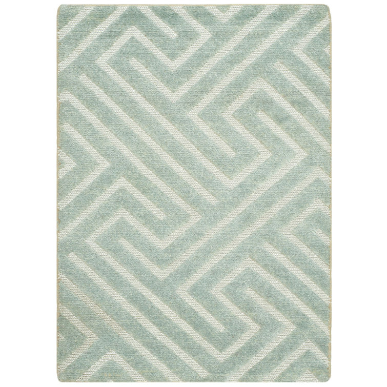 Santa Fe Hand-Knotted Light Grey Wool Area Rug 8' x 10'