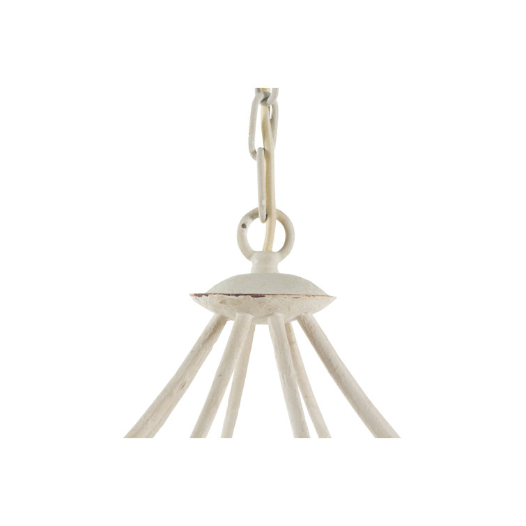Madeleine Beige and Silver 36" Contemporary Wooden Bead Chandelier