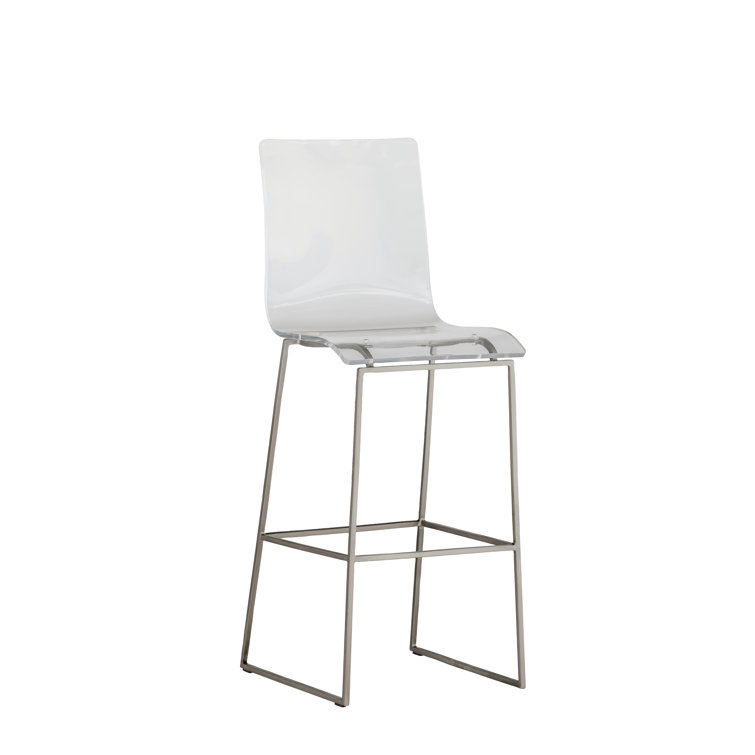 Gabby King 30" Antique Silver Acrylic and Metal Bar Stool