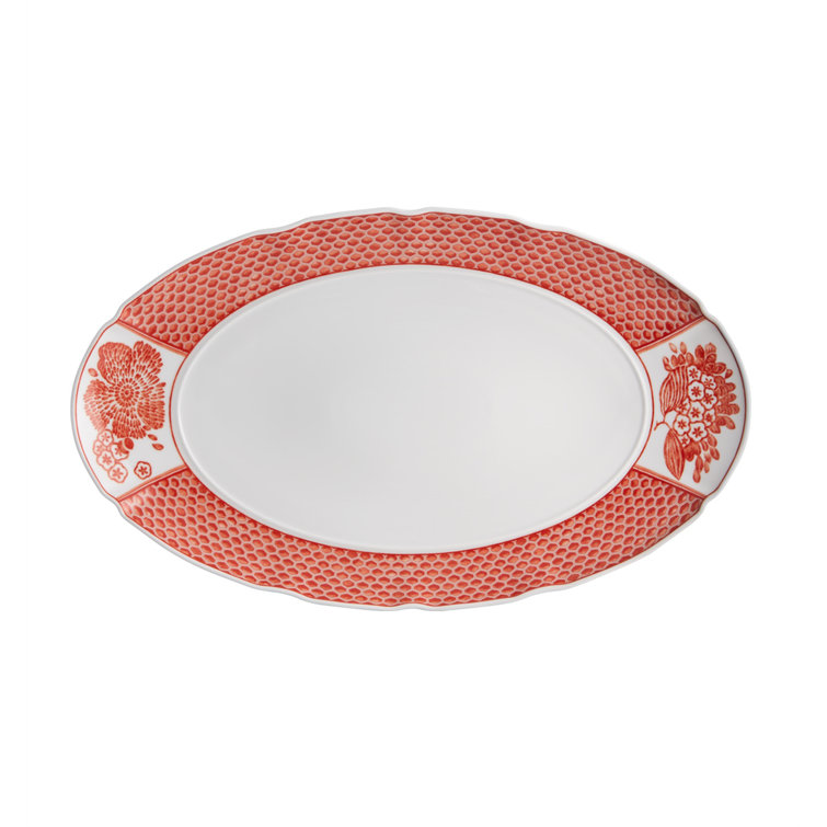 Coralina Classic Floral Ceramic Oval Platter 9.61" x 16.26"