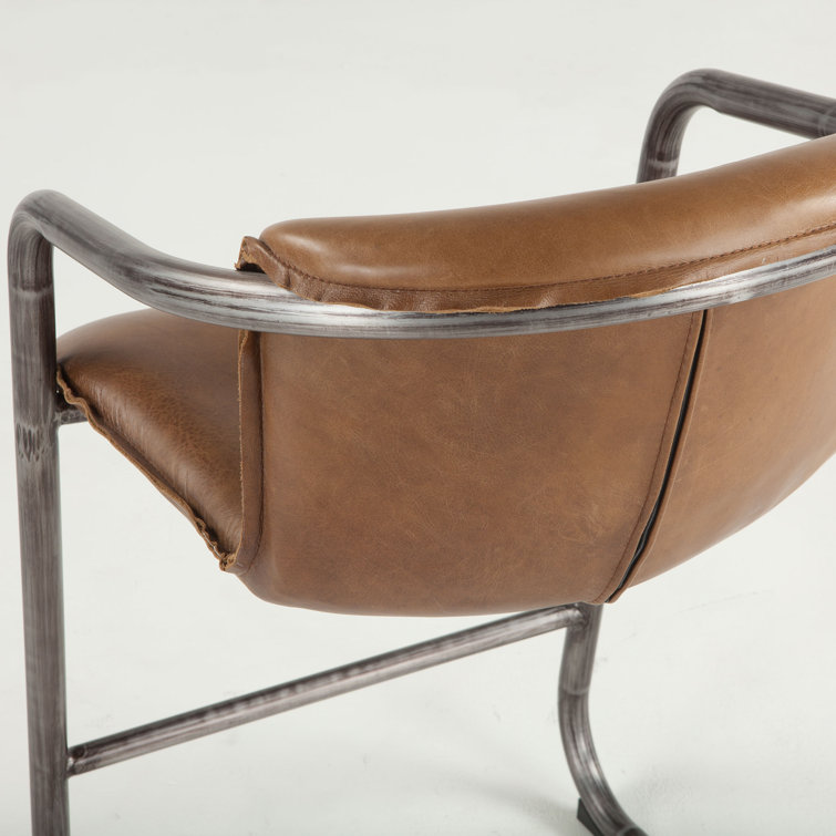 Chiavari Chestnut Leather and Metal Bar Stool