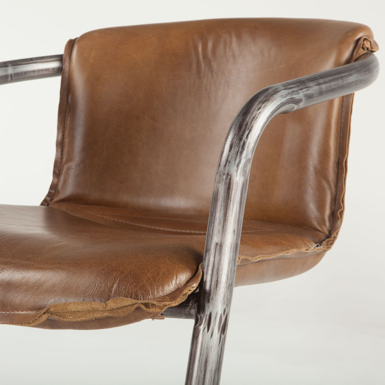 Chiavari Chestnut Leather and Metal Bar Stool