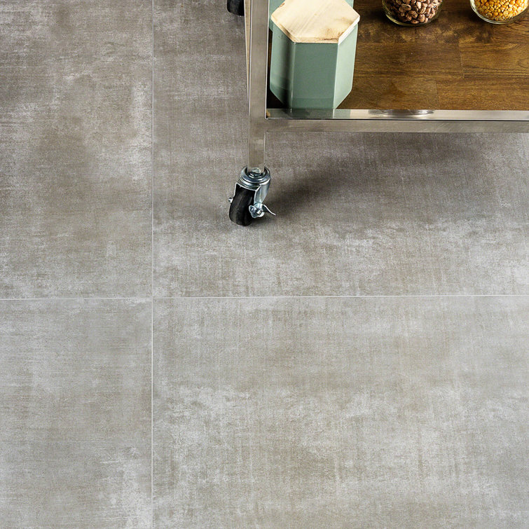 Essential 24" x 24" Matte Gray Porcelain Concrete Look Tile