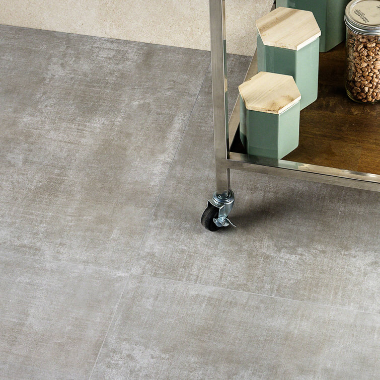 Essential 24" x 24" Matte Gray Porcelain Concrete Look Tile