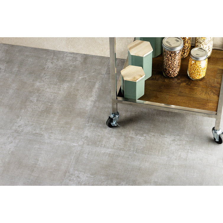 Essential 24" x 24" Matte Gray Porcelain Concrete Look Tile