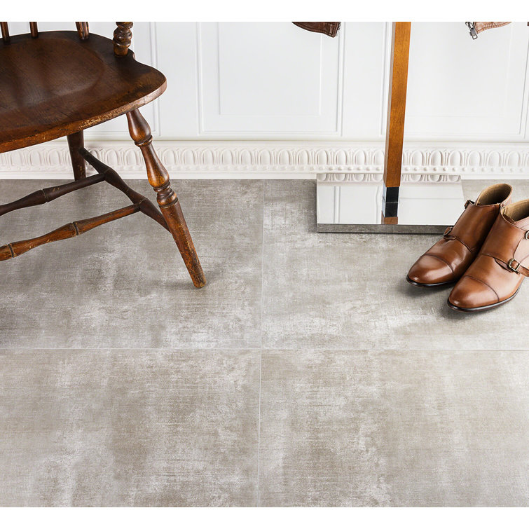 Ash Gray 24" x 24" Matte Porcelain Cement Look Tile