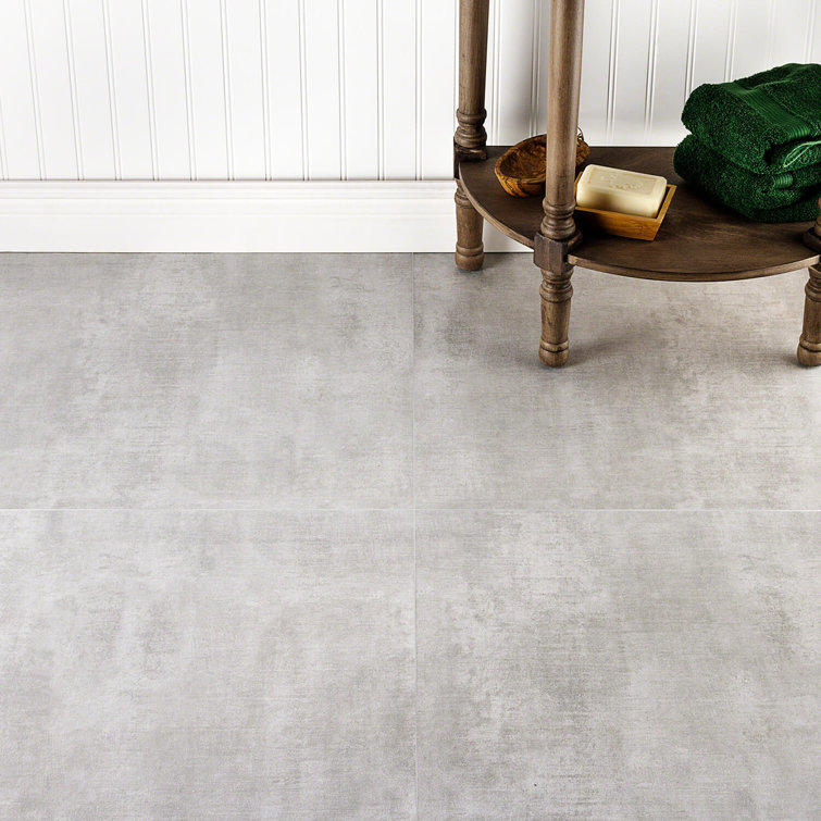 Essential Large Silver Matte Porcelain Concrete Look Tile