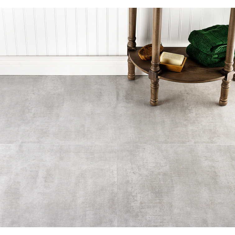 Essential Large Silver Matte Porcelain Concrete Look Tile