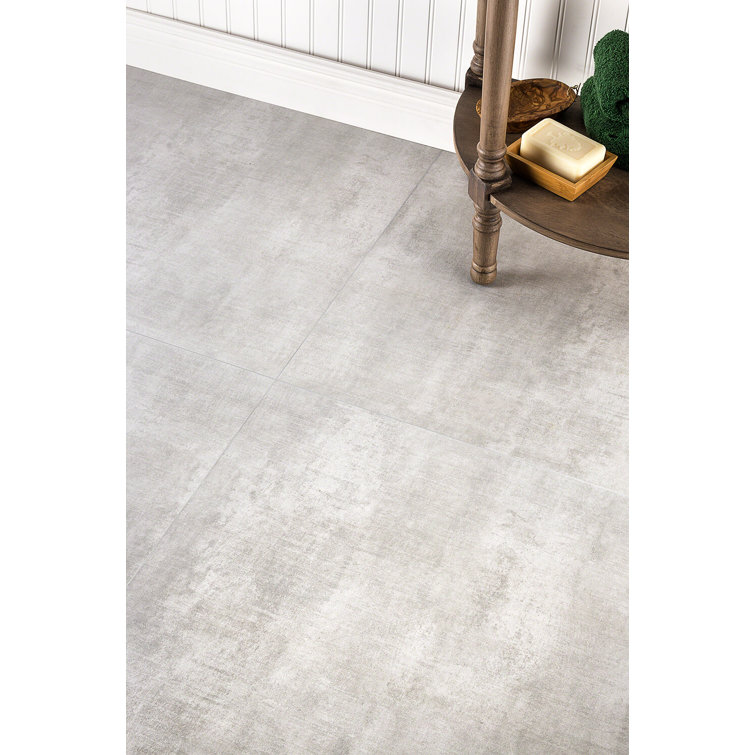 Essential Large Silver Matte Porcelain Concrete Look Tile
