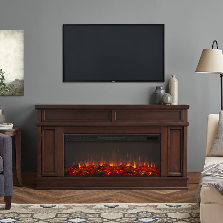 Torrey Dark Walnut 60" Infrared Electric Fireplace with Storage
