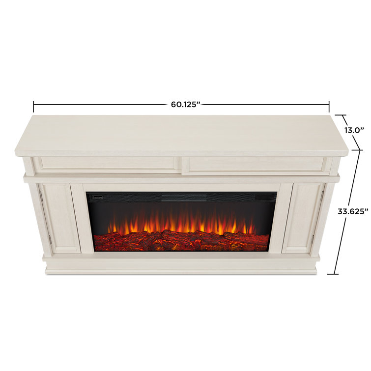 Bone White Electric Fireplace TV Stand with Cabinet