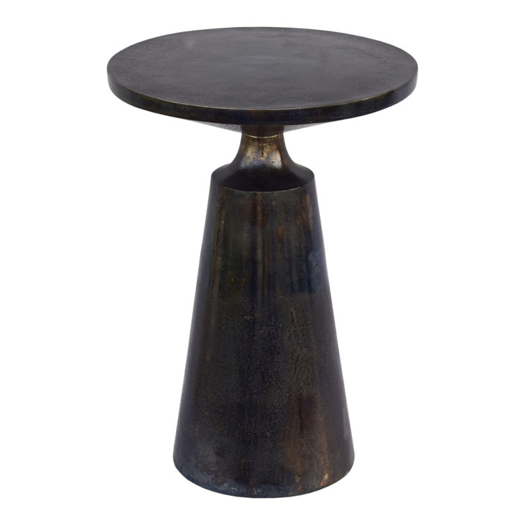 Modern Round Metal Accent Table in Black/Gray Finish