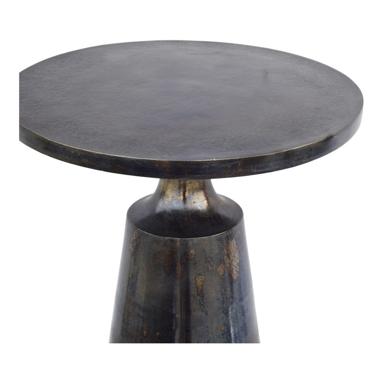 Modern Round Metal Accent Table in Black/Gray Finish