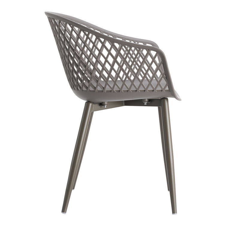 Gray Plastic and Metal Waterproof Dining Armchair Set