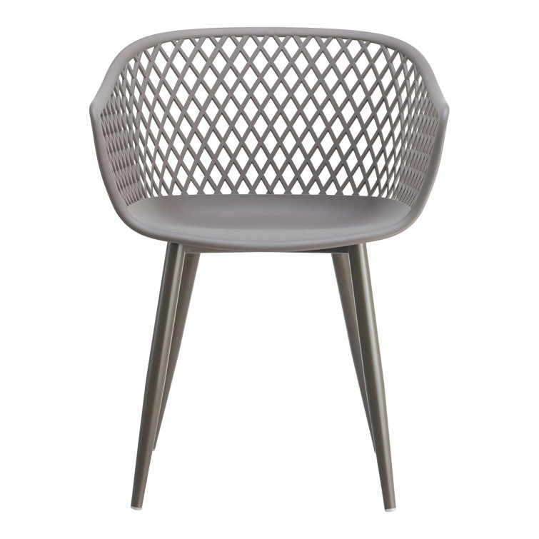Gray Plastic and Metal Waterproof Dining Armchair Set
