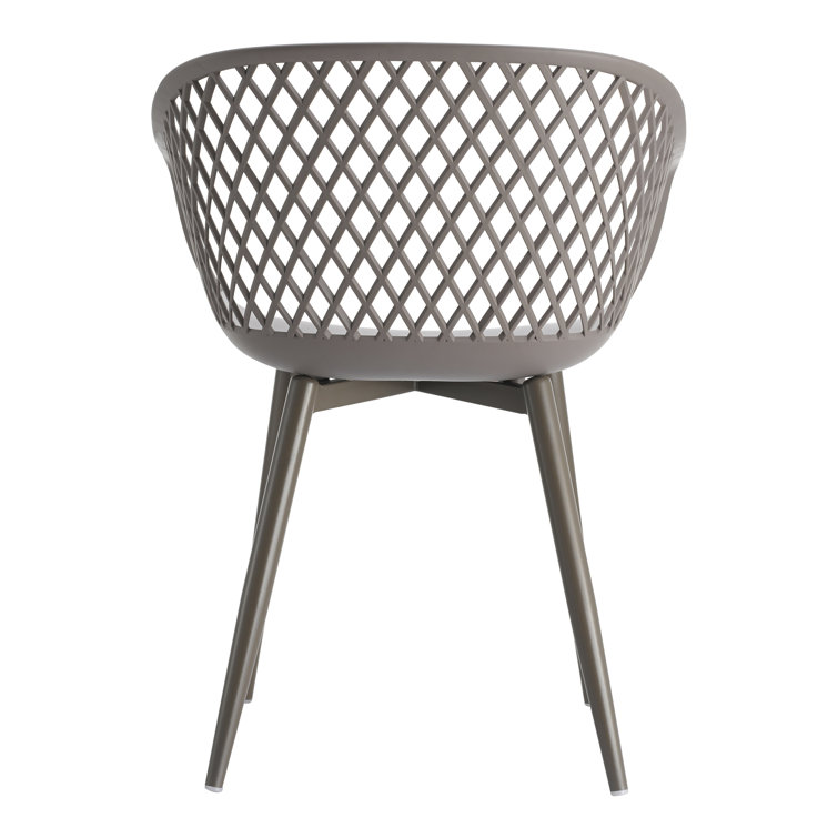 Gray Plastic and Metal Waterproof Dining Armchair Set