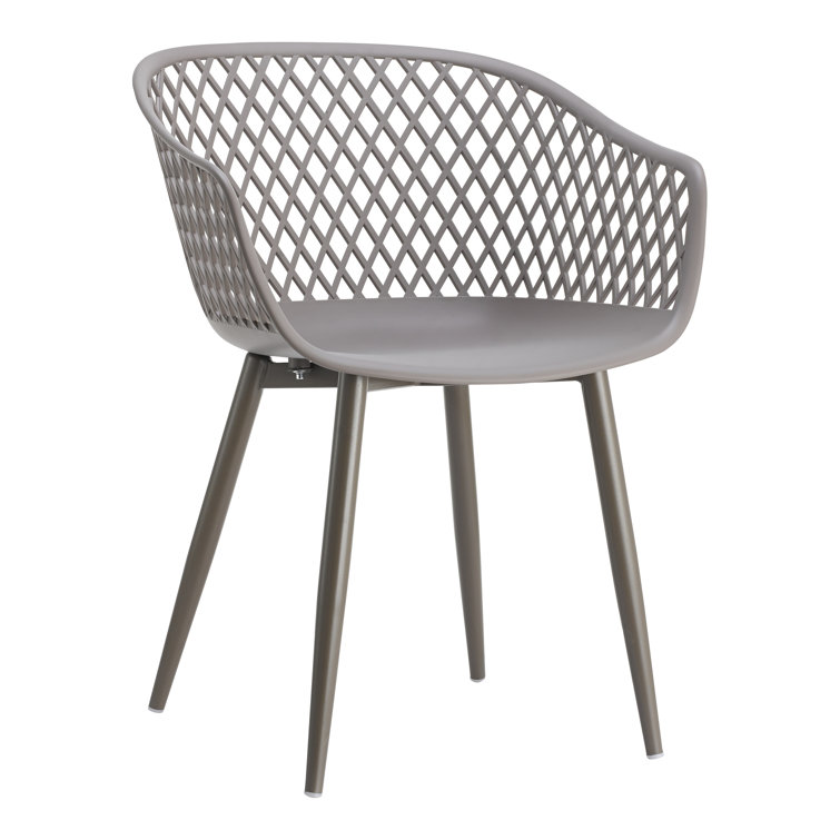 Gray Plastic and Metal Waterproof Dining Armchair Set