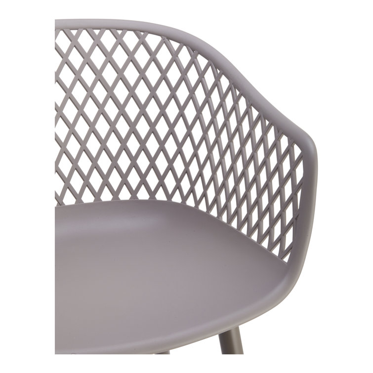 Gray Plastic and Metal Waterproof Dining Armchair Set