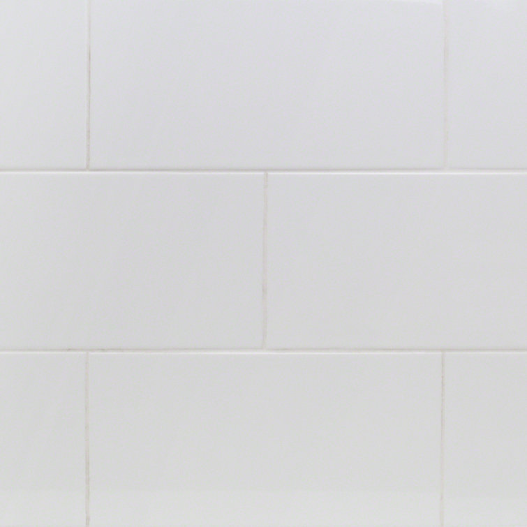 Essential 8" x 16" White Polished Ceramic Wall Tile