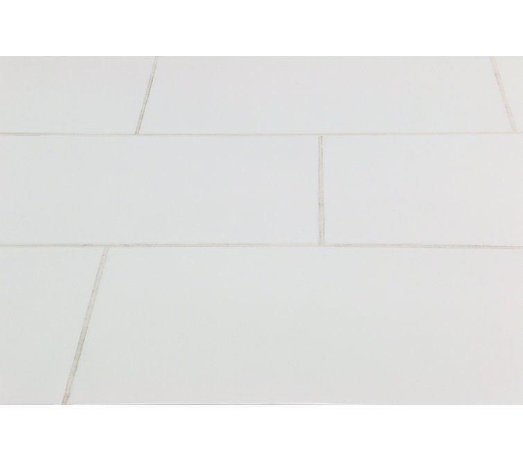 Essential 8" x 16" White Polished Ceramic Wall Tile