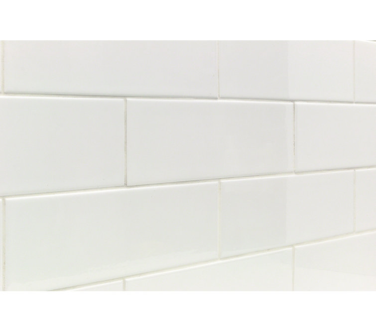 Primary White 4" x 12" Polished Ceramic Subway Tile