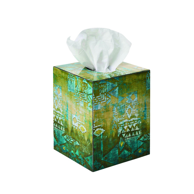 Green and Turquoise Freestanding Decorative Tissue Box Cover