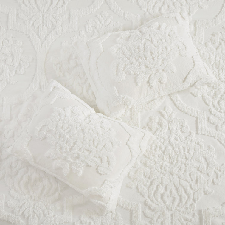 Viola Taupe Full/Queen Cotton Chenille Damask Duvet Set