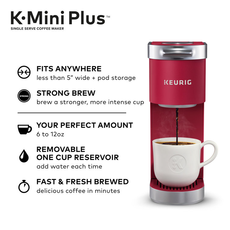 Cardinal Red Compact Single Serve Coffee Maker with Silver Accents