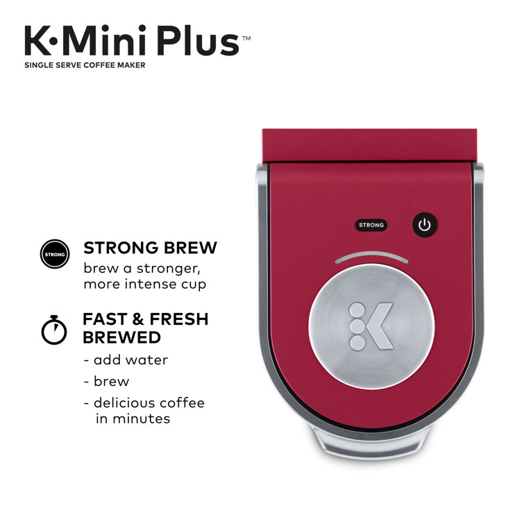 Cardinal Red Compact Single Serve Coffee Maker with Silver Accents
