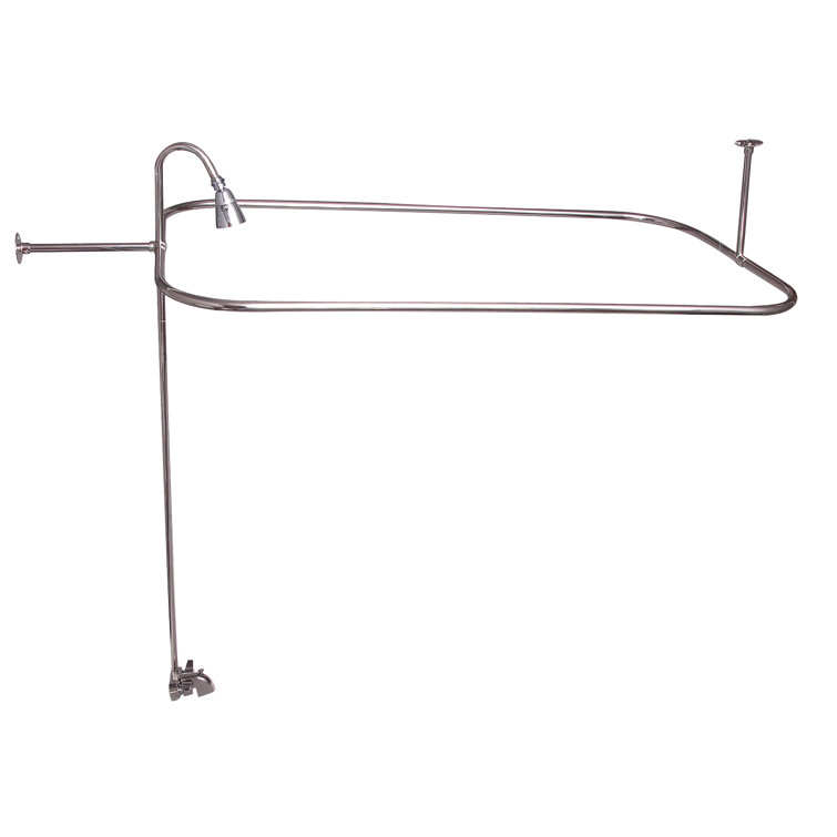 Polished Nickel Wall Mounted Clawfoot Tub Faucet with Showerhead